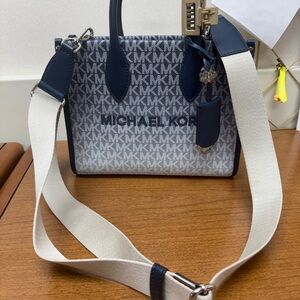 Michael Kors Blue and White Crossbody Bag